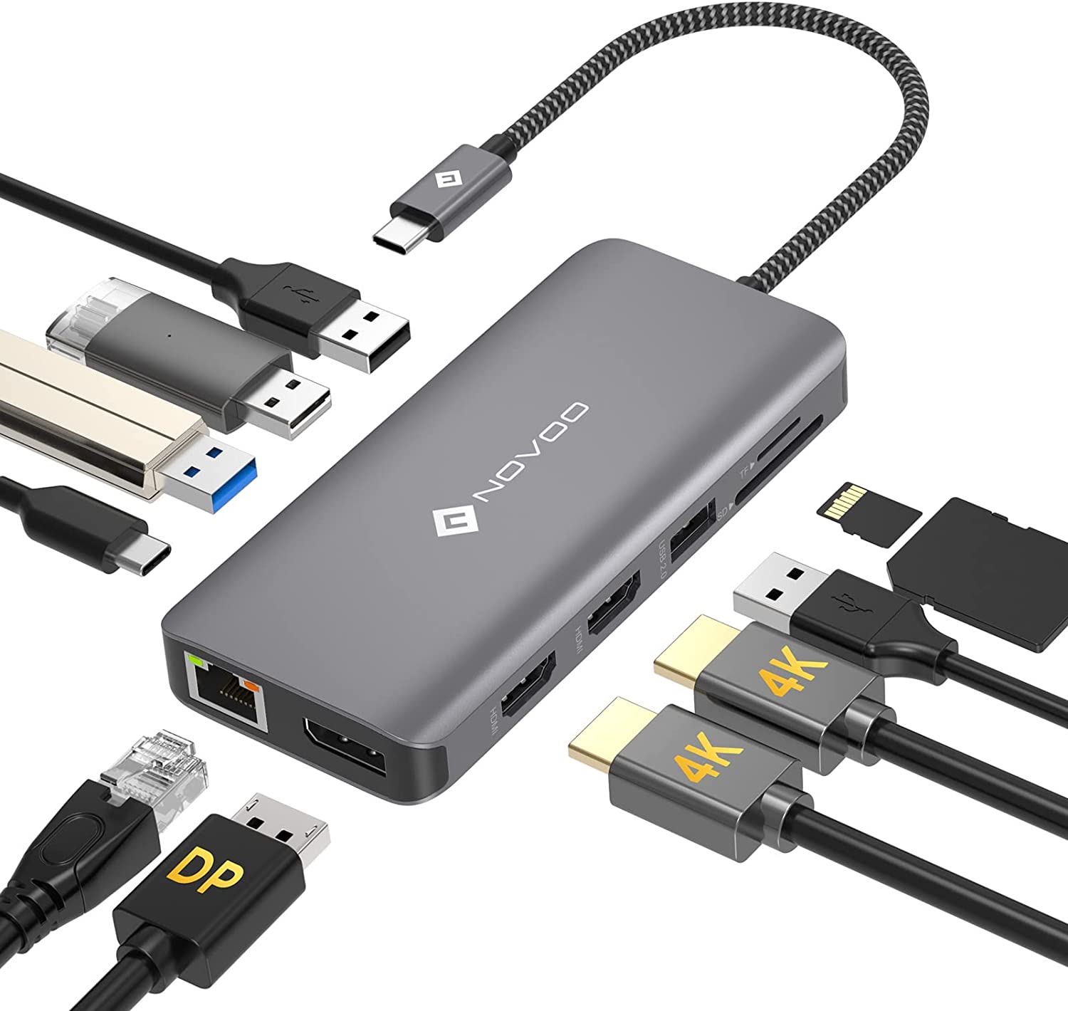 NOVOO USB-C Aluminium Hub 11 Anschlüsse