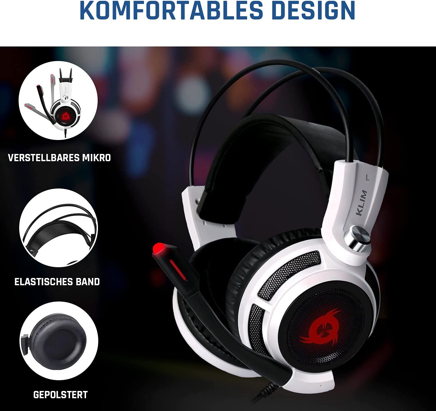 KLIM Puma Gaming Headset weiß