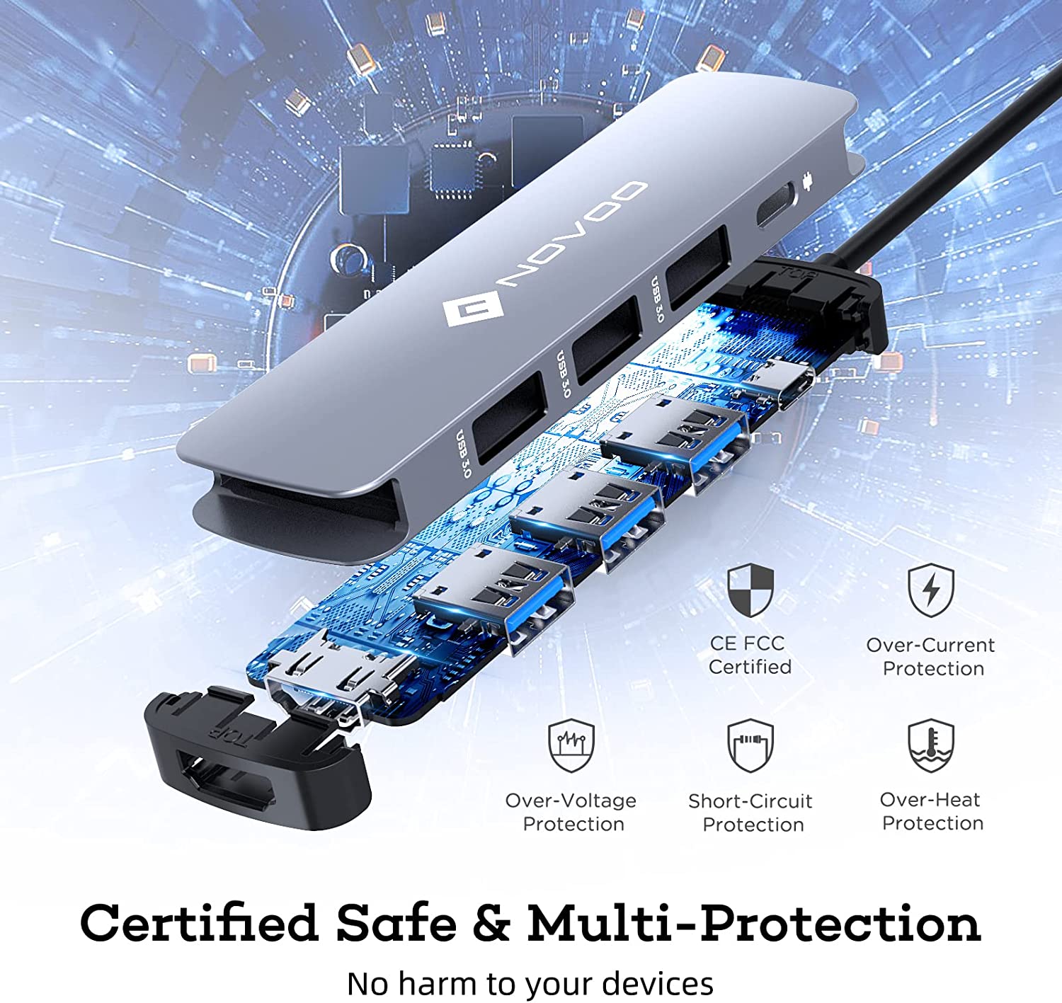 NOVOO USB-C Aluminium Hub 5 Anschlüsse mit PD