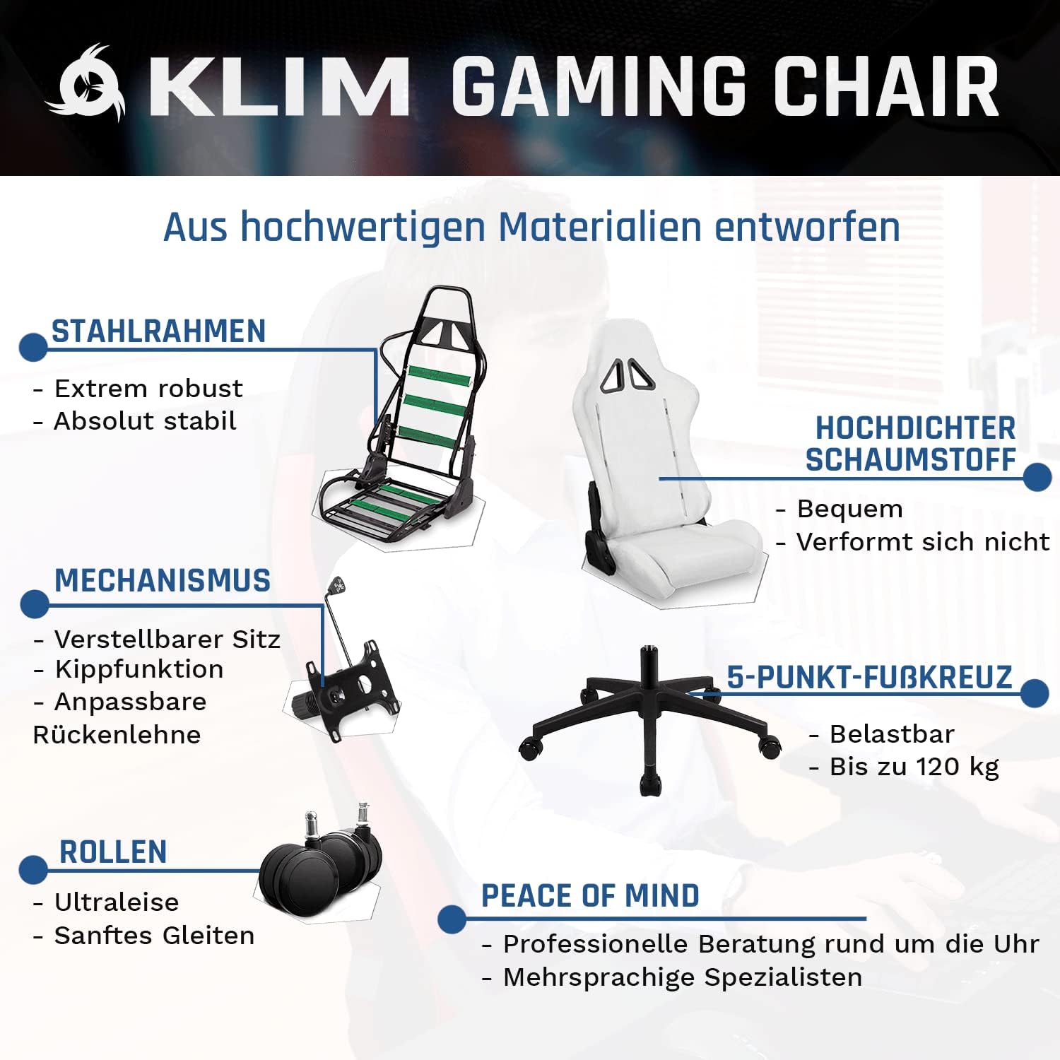 KLIM 1st Black Gaming Stuhl