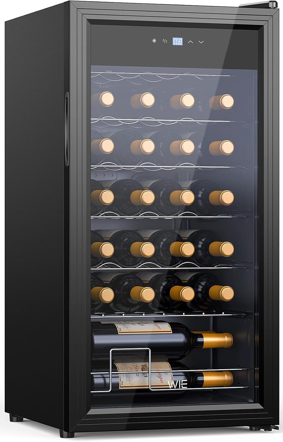 WIE Weinkühlschrank für 28 Flaschen mit Anti-UV Glastür, 5-18°C