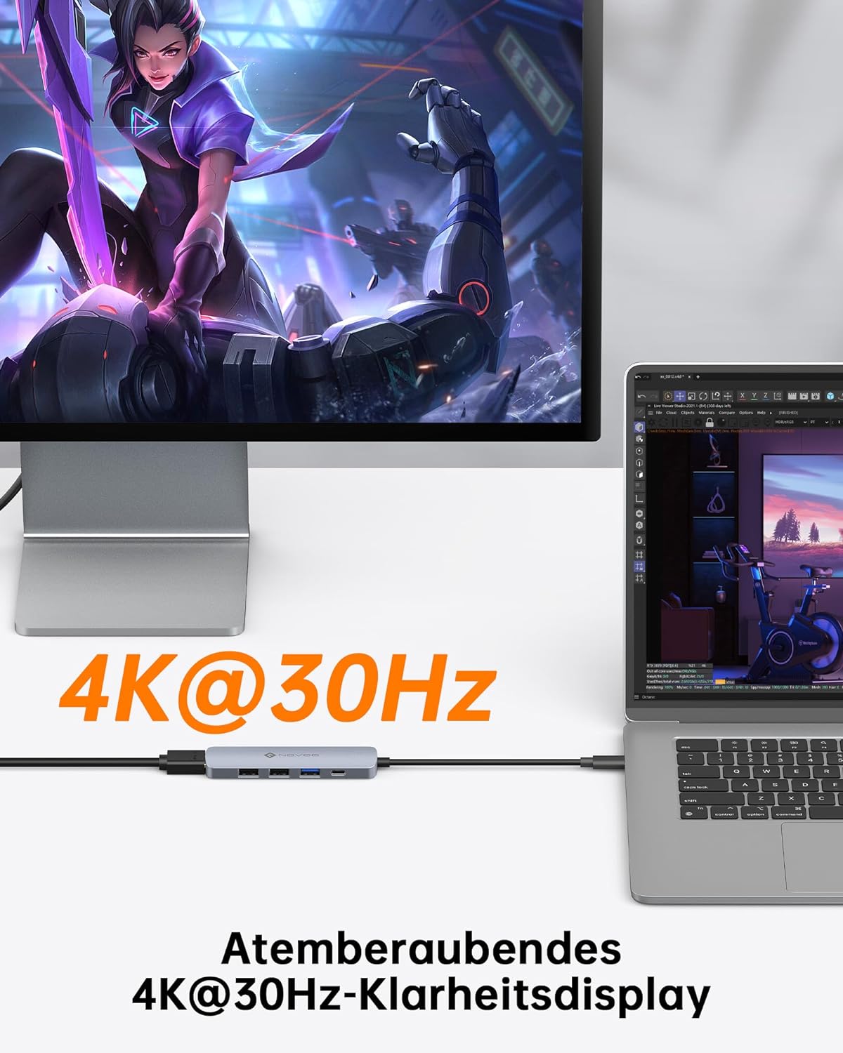 NOVOO USB-C Hub mit 4K HDMI, 100W PD, 3 USB-A Datenports 5Gbps