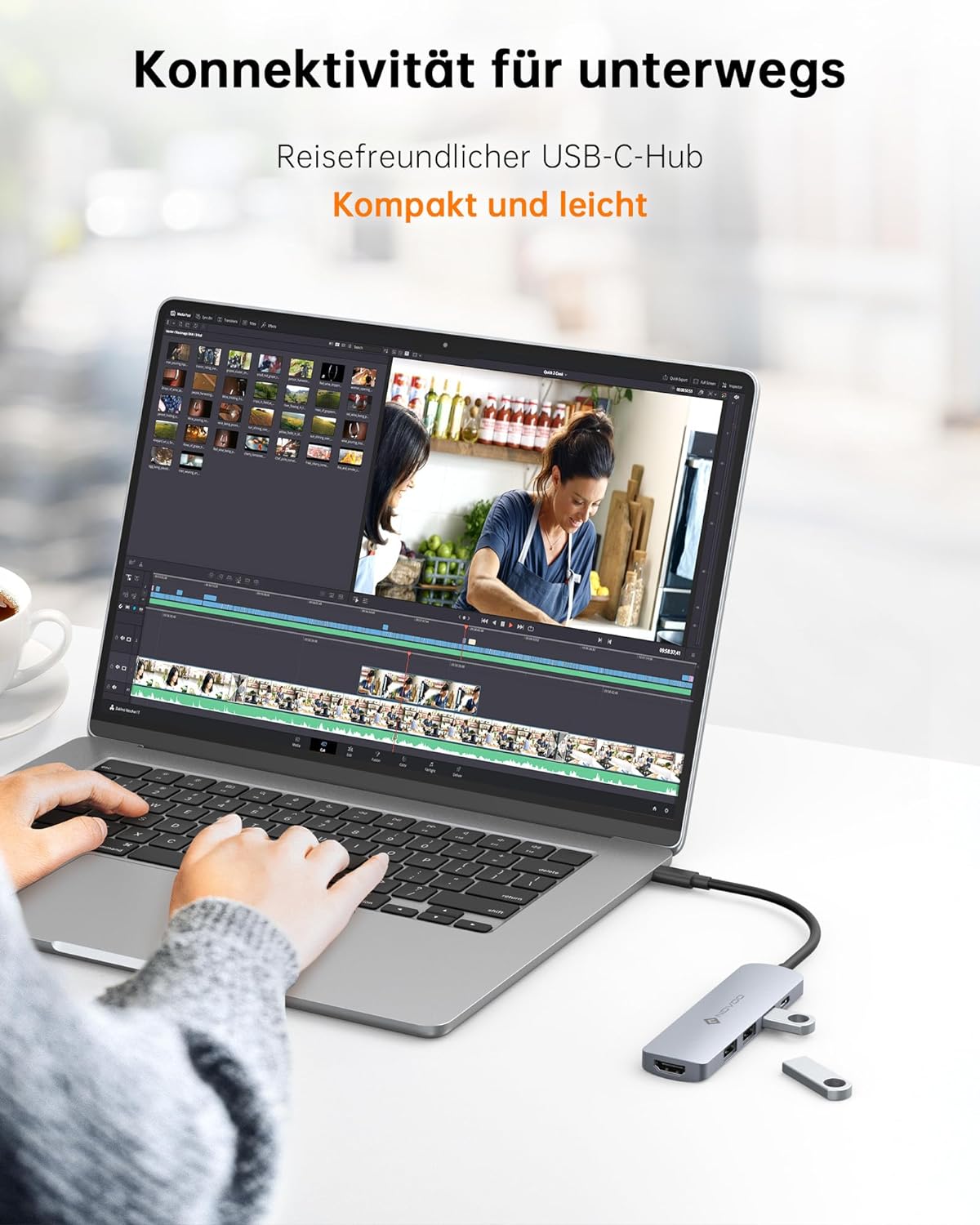 NOVOO USB-C Hub mit 4K HDMI, 100W PD, 3 USB-A Datenports 5Gbps