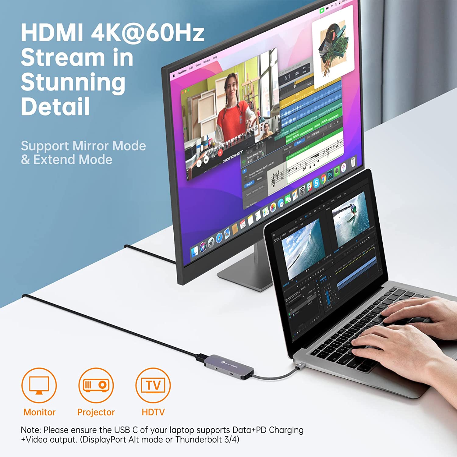 NOVOO USB-C Aluminium Hub 6 Anschlüsse