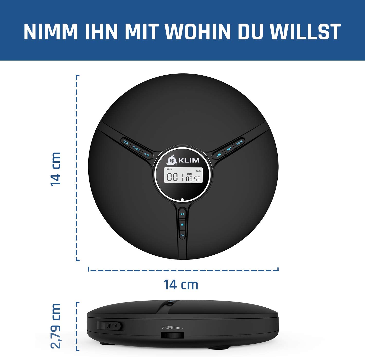 KLIM Discman Black Tragbarer CD-Player