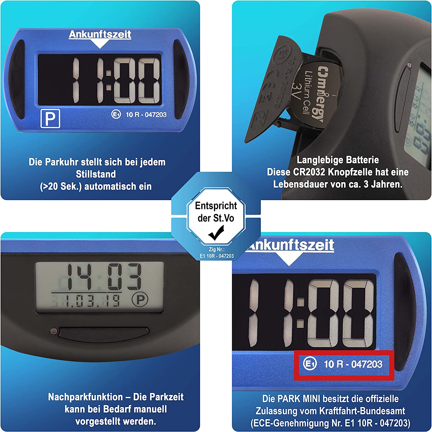 Needit Park Mini elektronische Parkscheibe blau