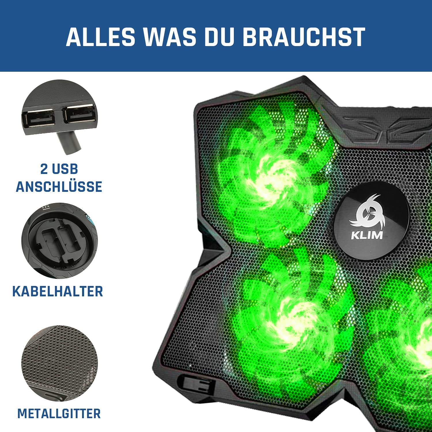 KLIM Wind Green Laptop Kühler