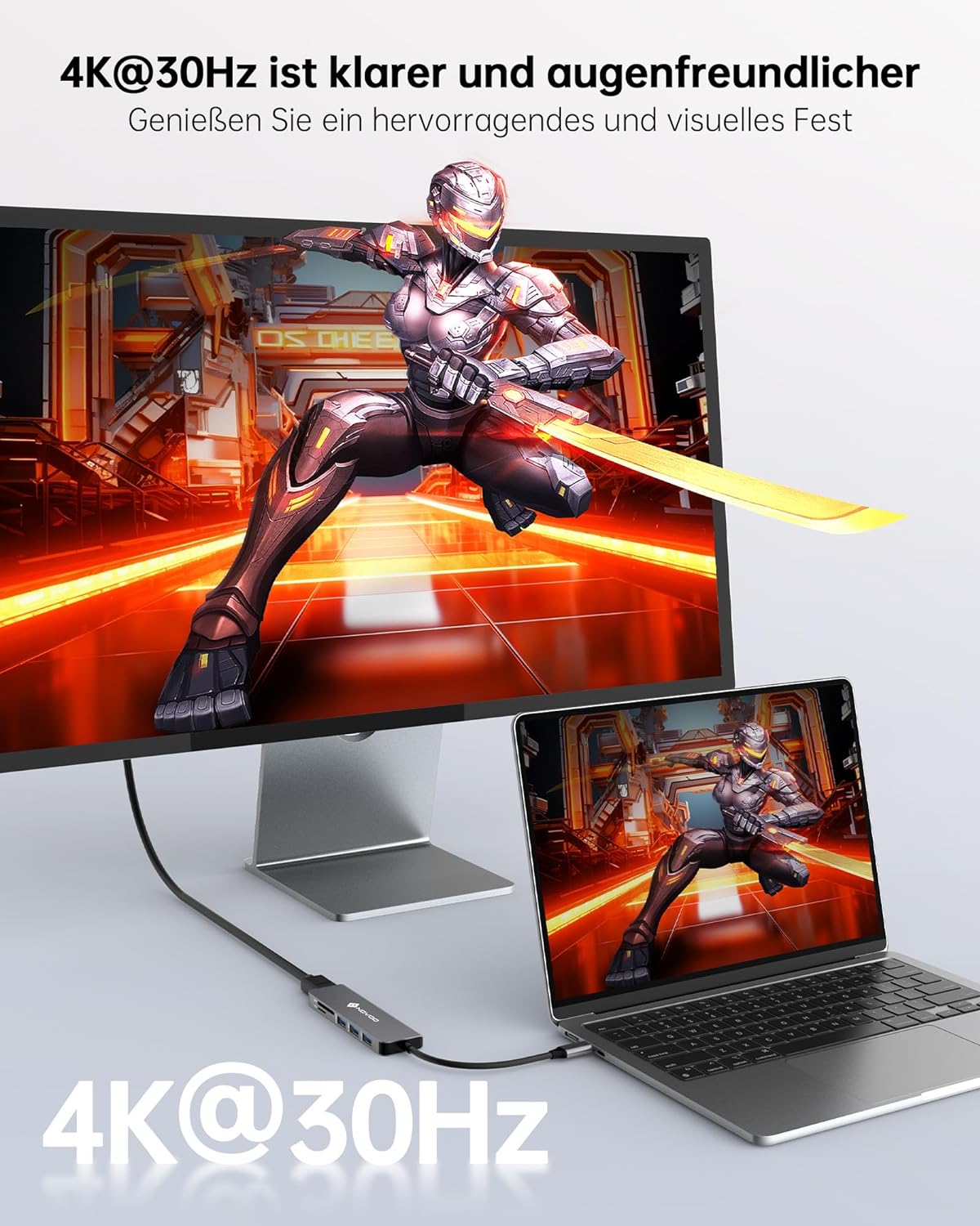 NOVOO USB-C Hub 4K HDMI, Adapter auf HDMI 4K, 3x USB 3.0, Kartenleser SD & Micro SD