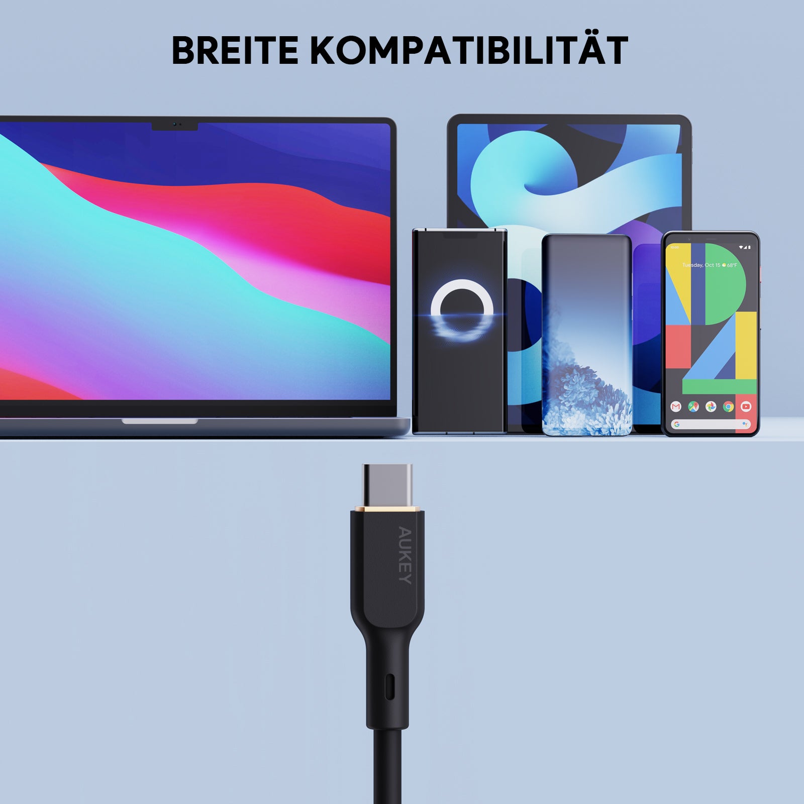 AUKEY CB-SCC101 USB-C zu USB-C 1M 100W Silikon Handy Ladekabel USB 2.0