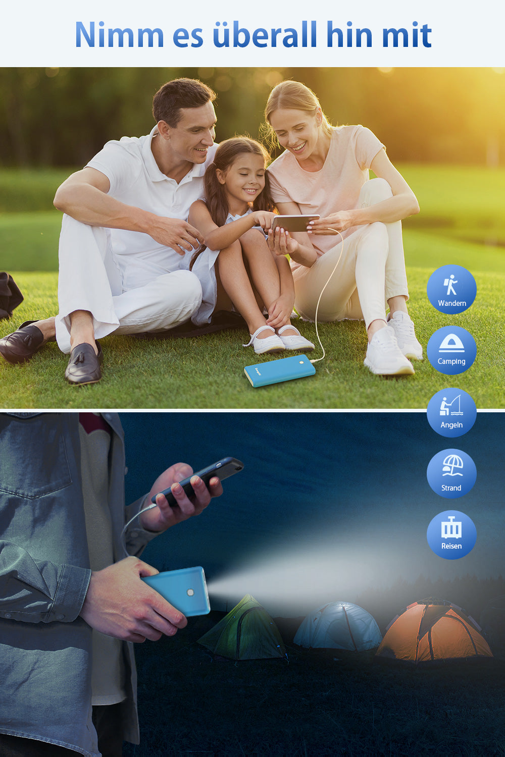 EnergyQC Powerbank 20000mAh blau