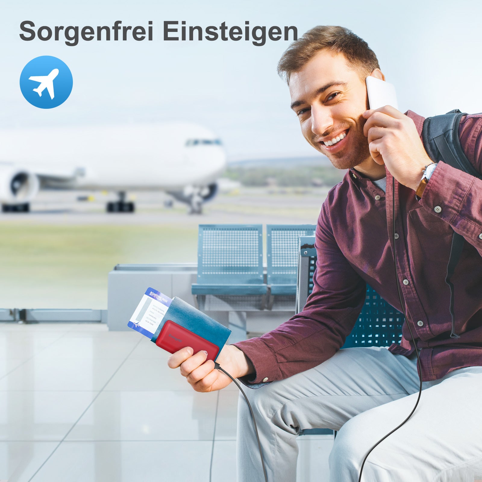 EnergyQC Powerbank 10000mAh rot