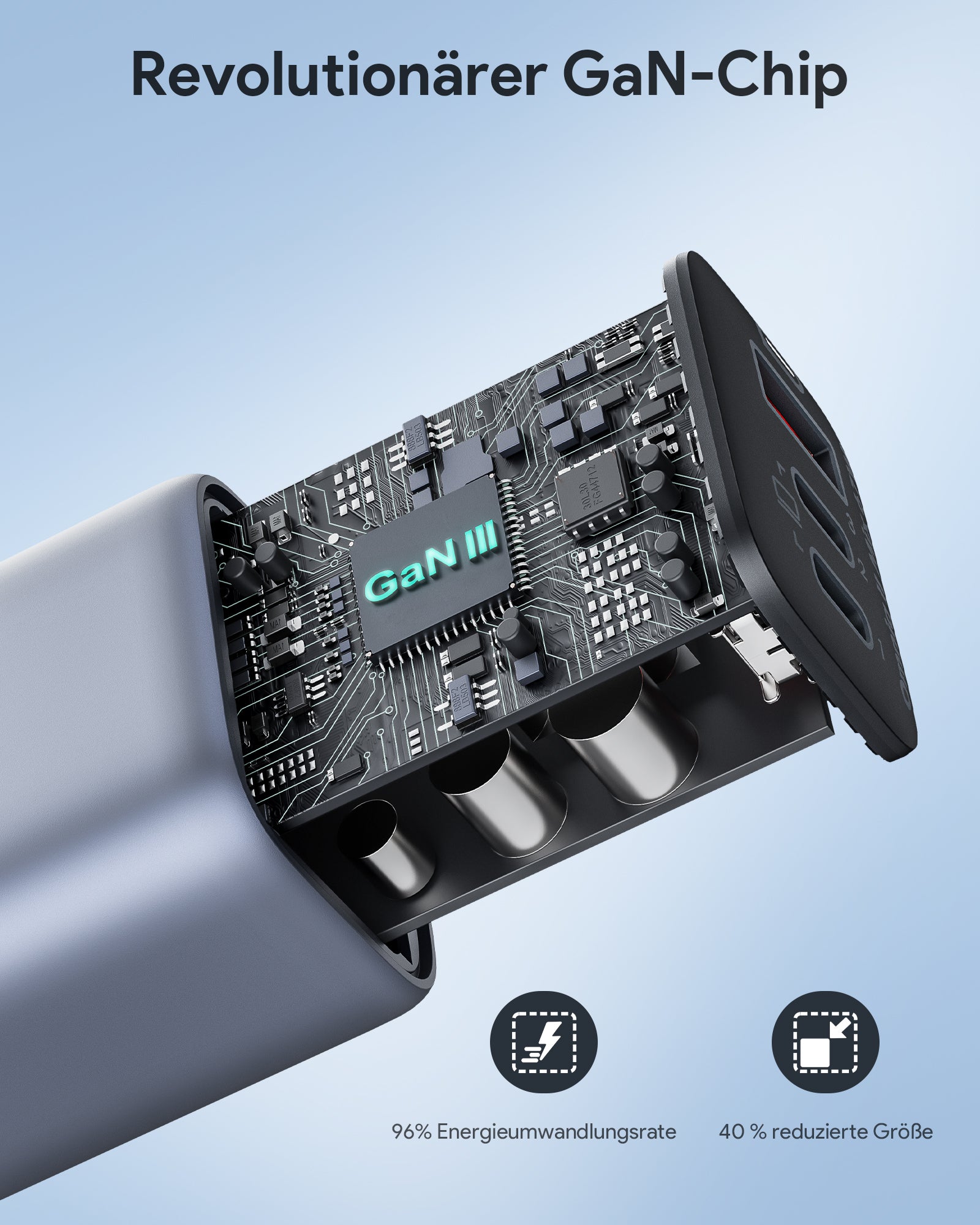 AUKEY PA-B6U Omnia II Mix 67W UFCS 3-Port Handy & Laptop Ladegerät mit GaN-Technologie