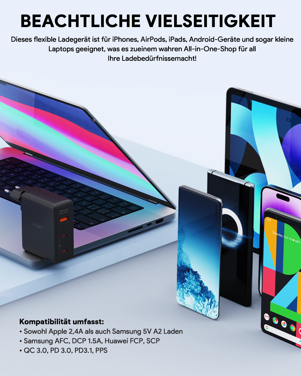AUKEY PA-B7O Omnia II Mix 140W 3-Port GaN PD 3.1 Handy Ladegerät