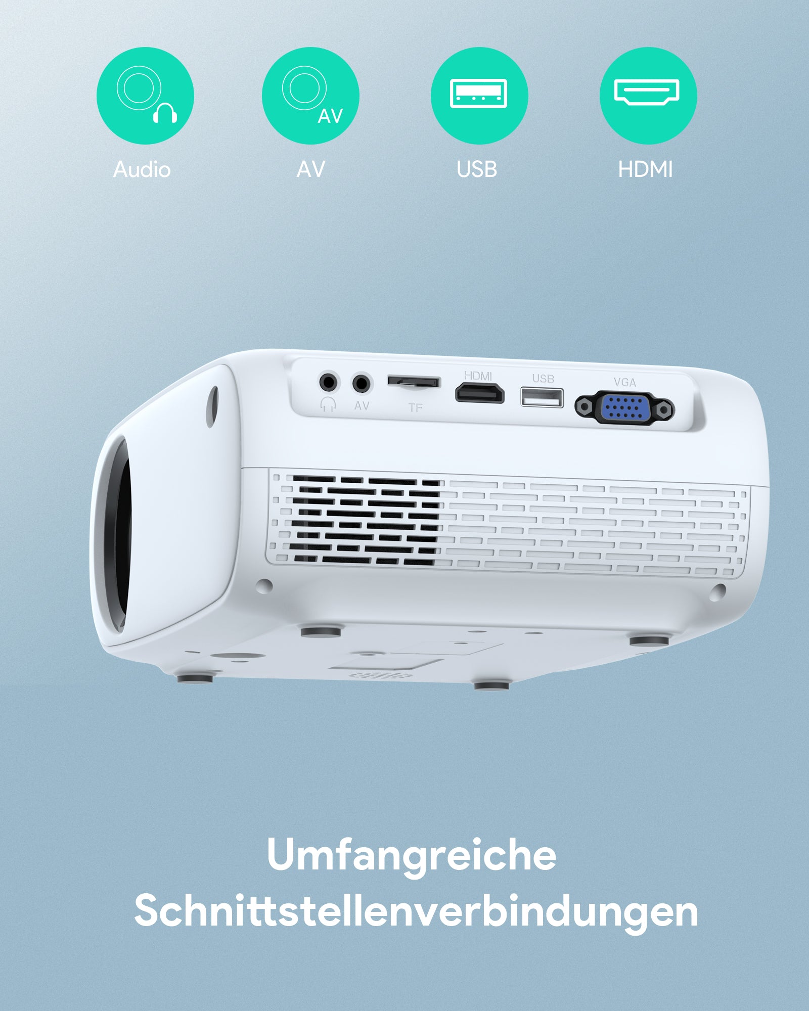 AUKEY RD-860 Full HD 1080P Wi-Fi LCD Beamer mit Unterstützung für die Synchronisierung des Smartphone-Bildschirms über HDMI VGA