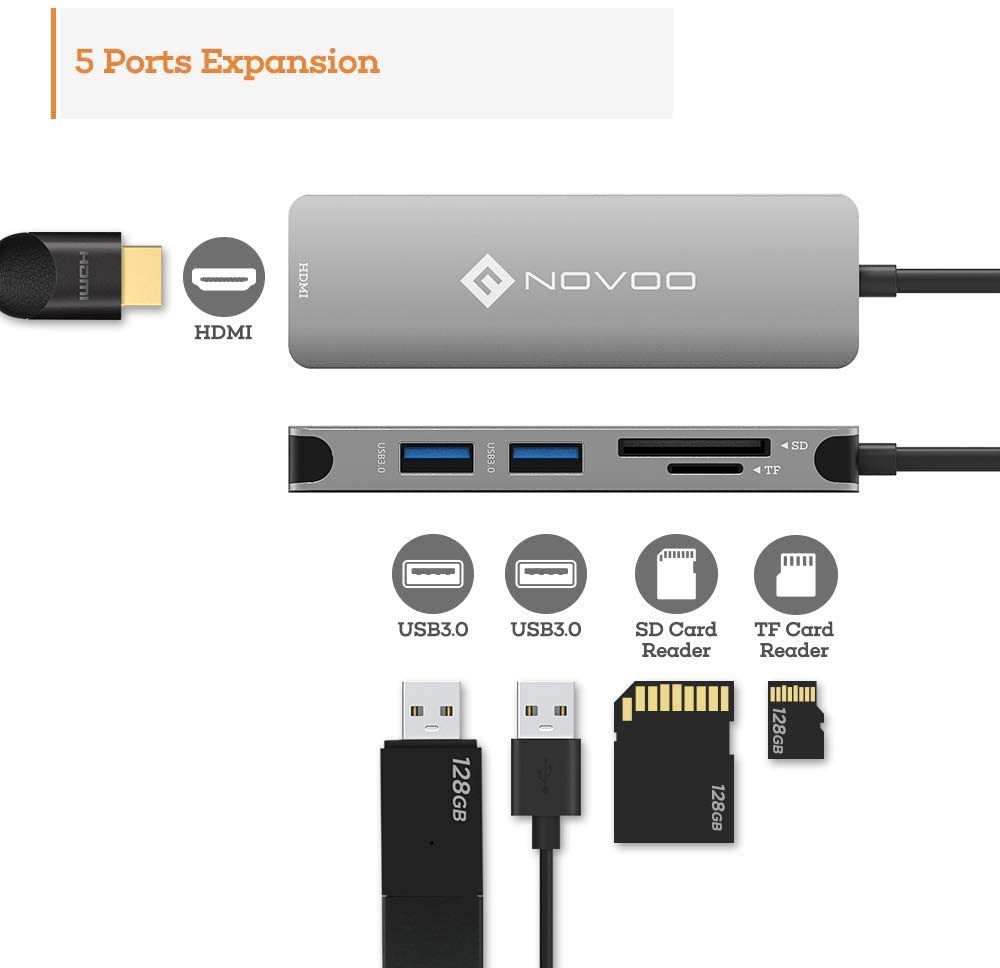 NOVOO USB-C Aluminium Hub 5 Anschlüsse