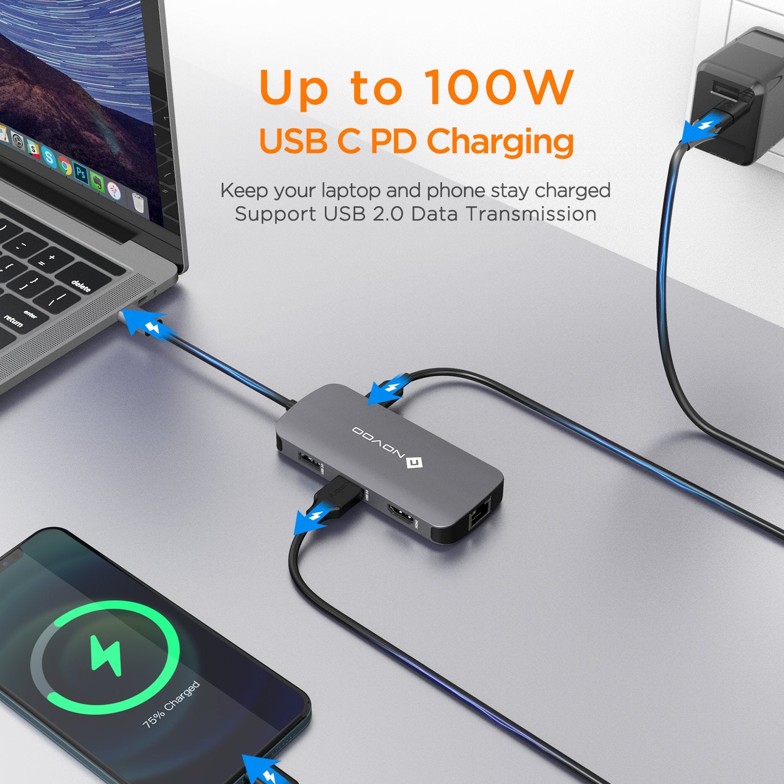 NOVOO USB-C Aluminium Hub 7 Anschlüsse