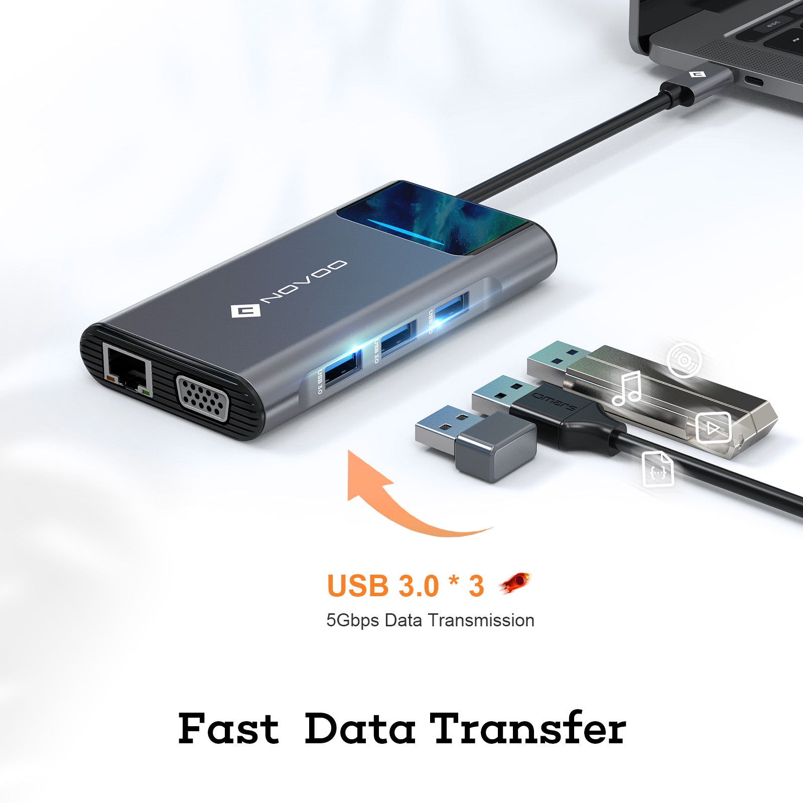 NOVOO USB-C Aluminium Hub 9 Anschlüsse