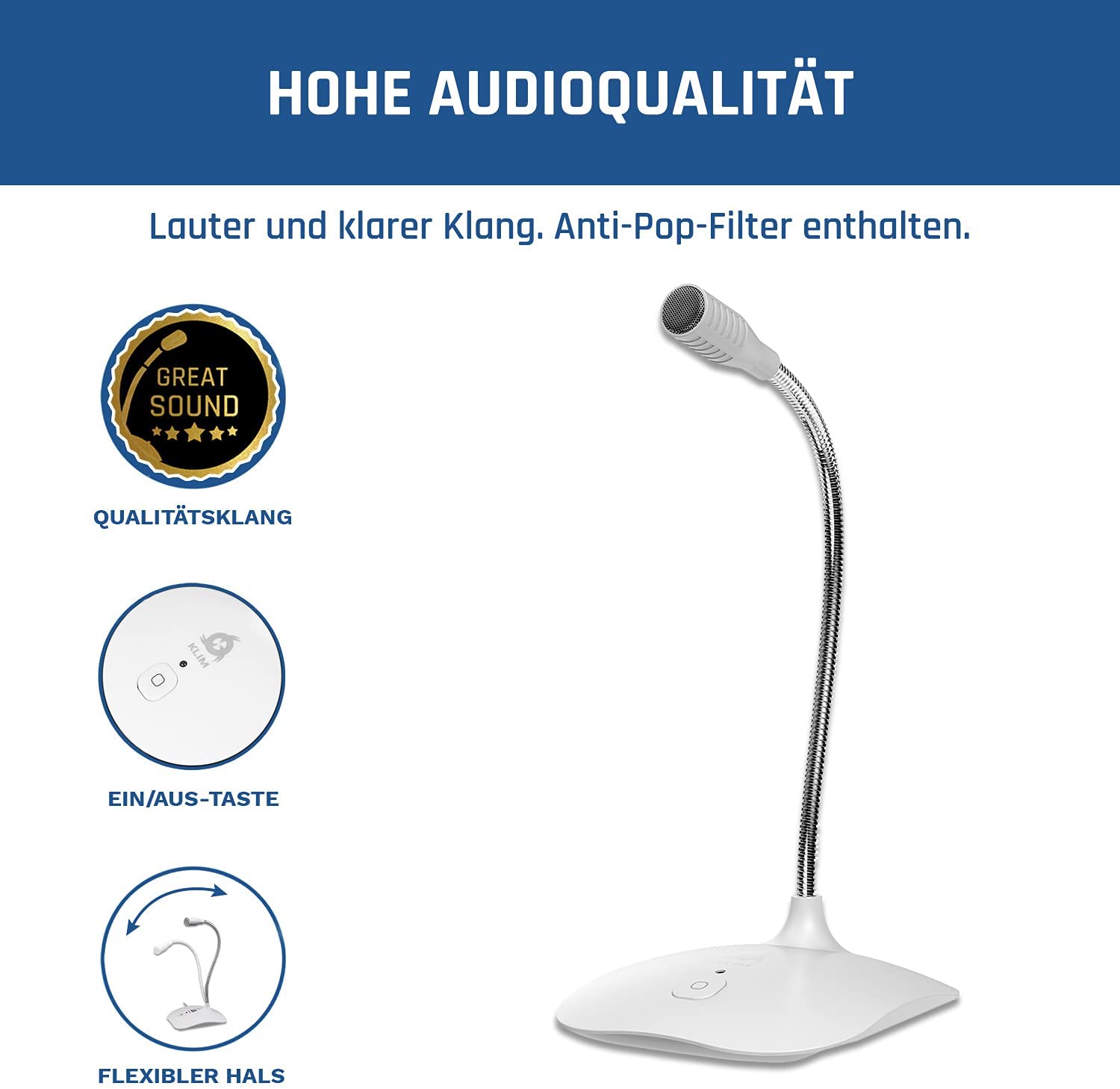 KLIM Talk white PC Standmikrofon