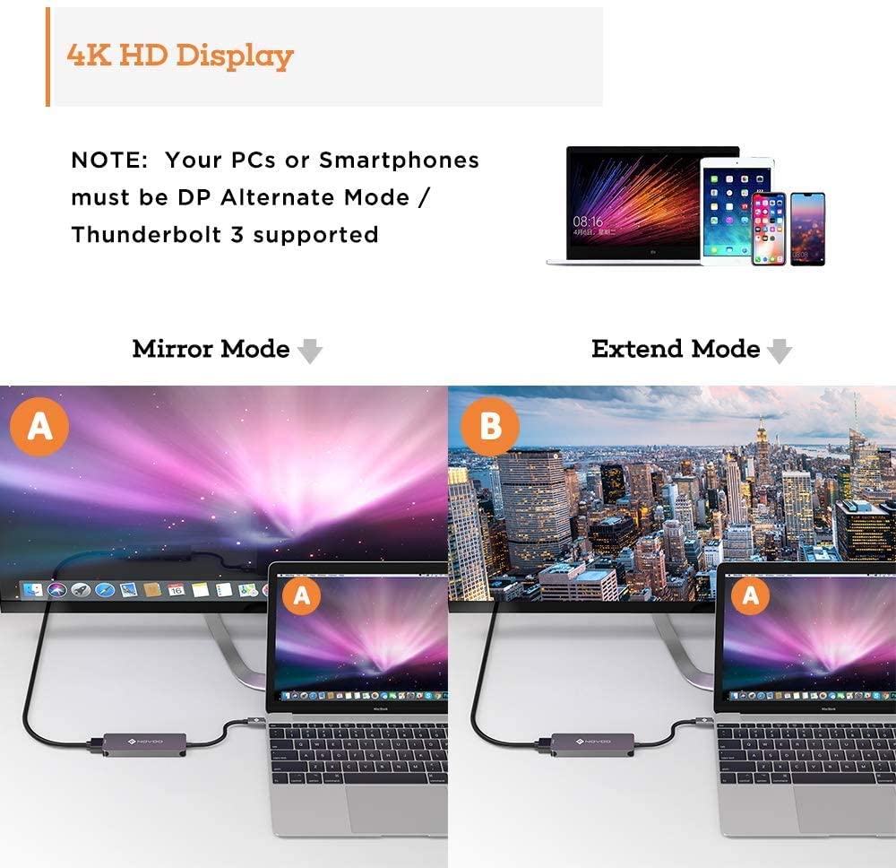 NOVOO USB-C Aluminium Hub 5 Anschlüsse