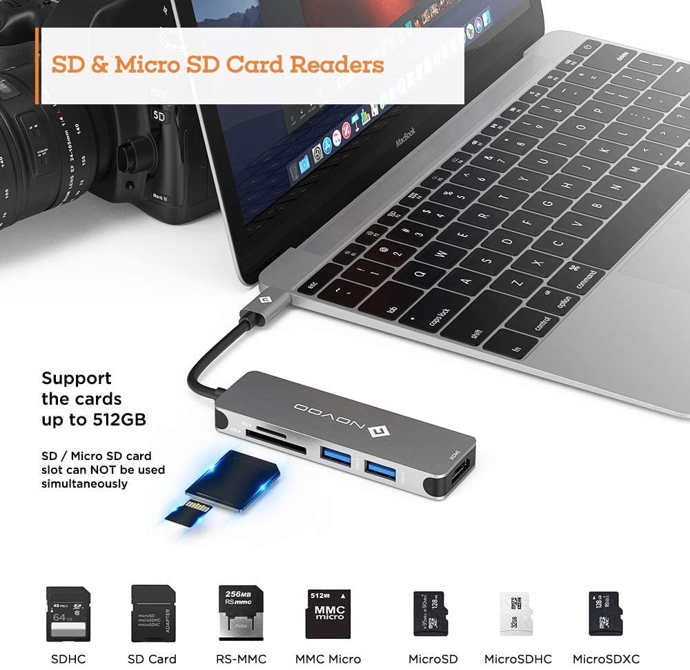 NOVOO USB-C Aluminium Hub 5 Anschlüsse