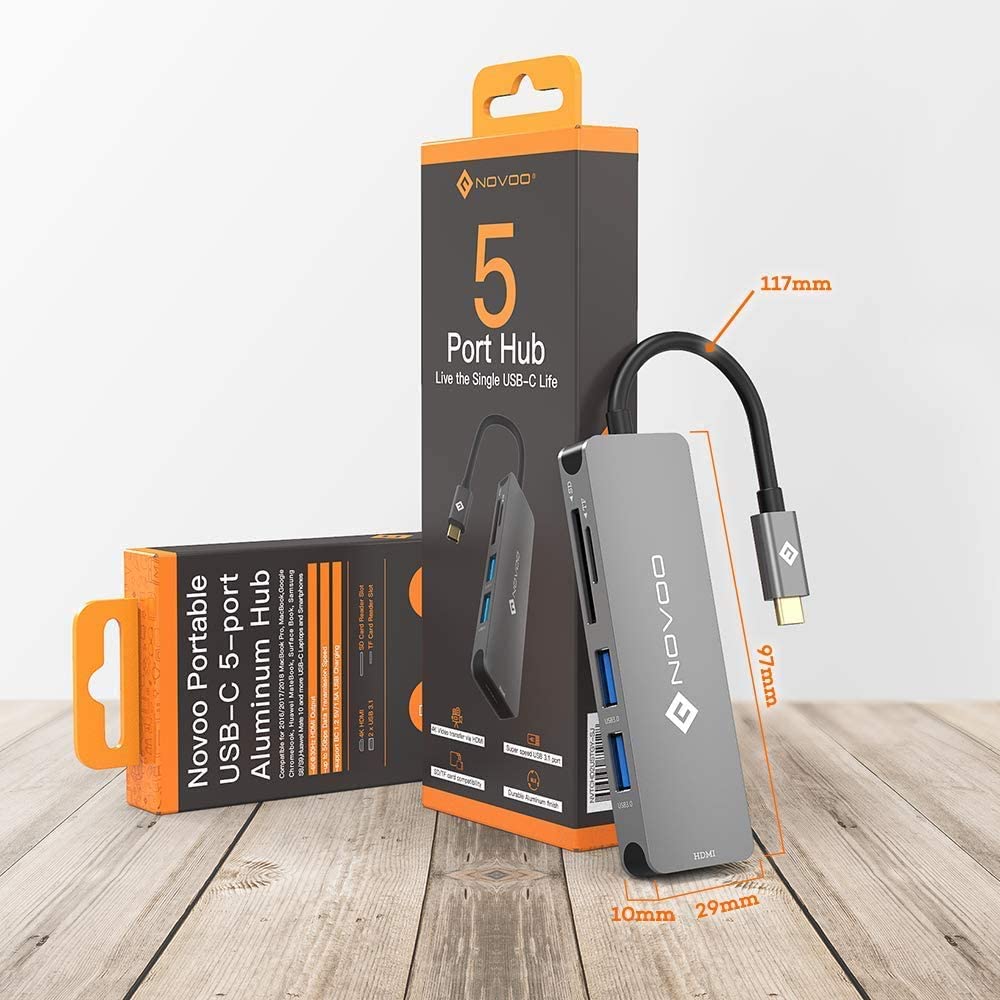 NOVOO USB-C Aluminium Hub 5 Anschlüsse