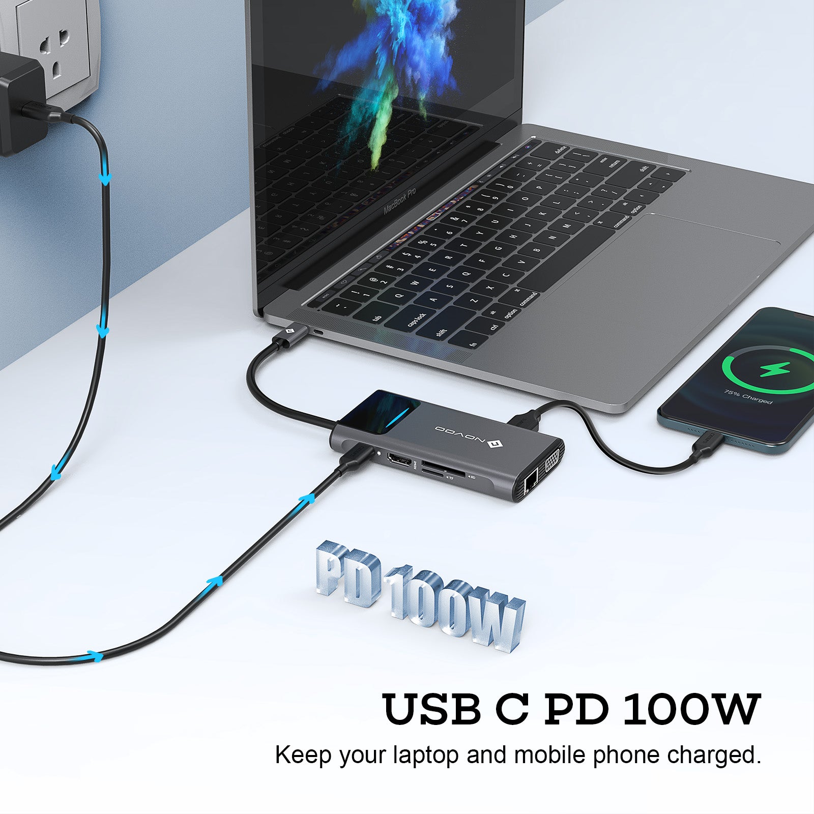 NOVOO USB-C Aluminium Hub 9 Anschlüsse