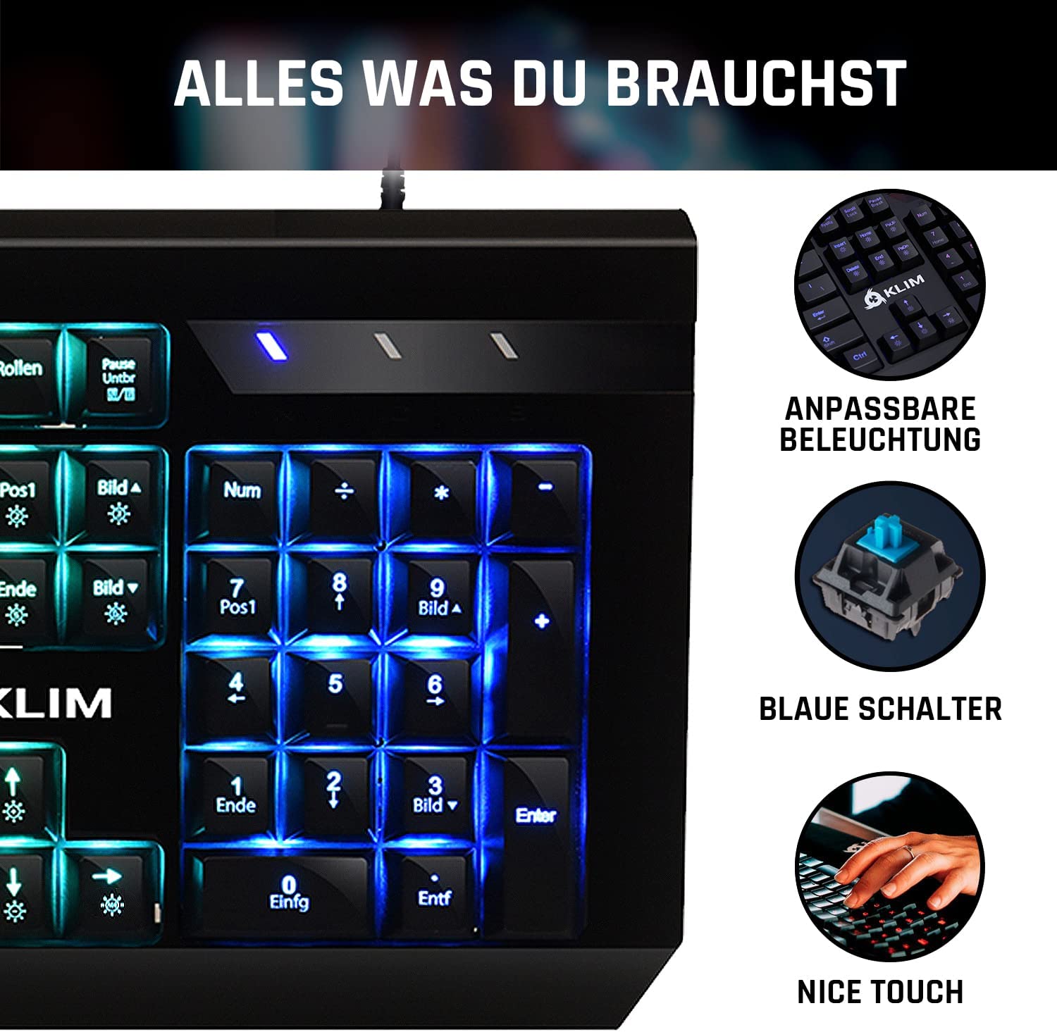 KLIM Domination mechanische Gaming Tastatur