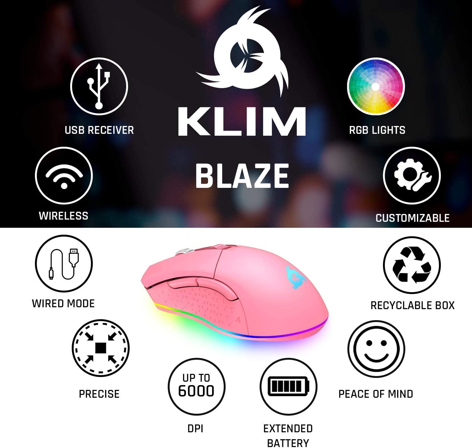 KLIM Blaze pink Gaming Maus