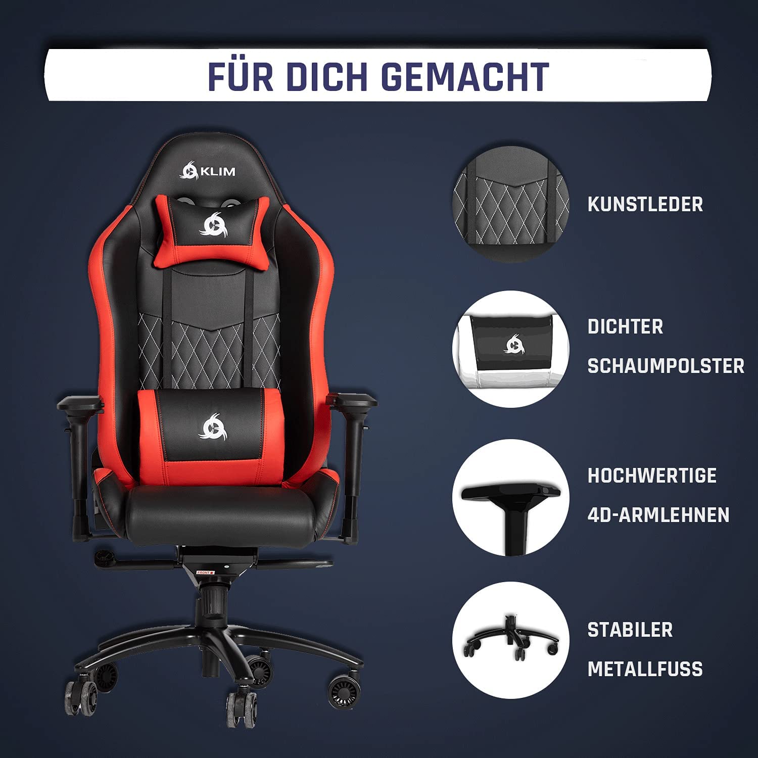 KLIM Esports red Gaming Stuhl