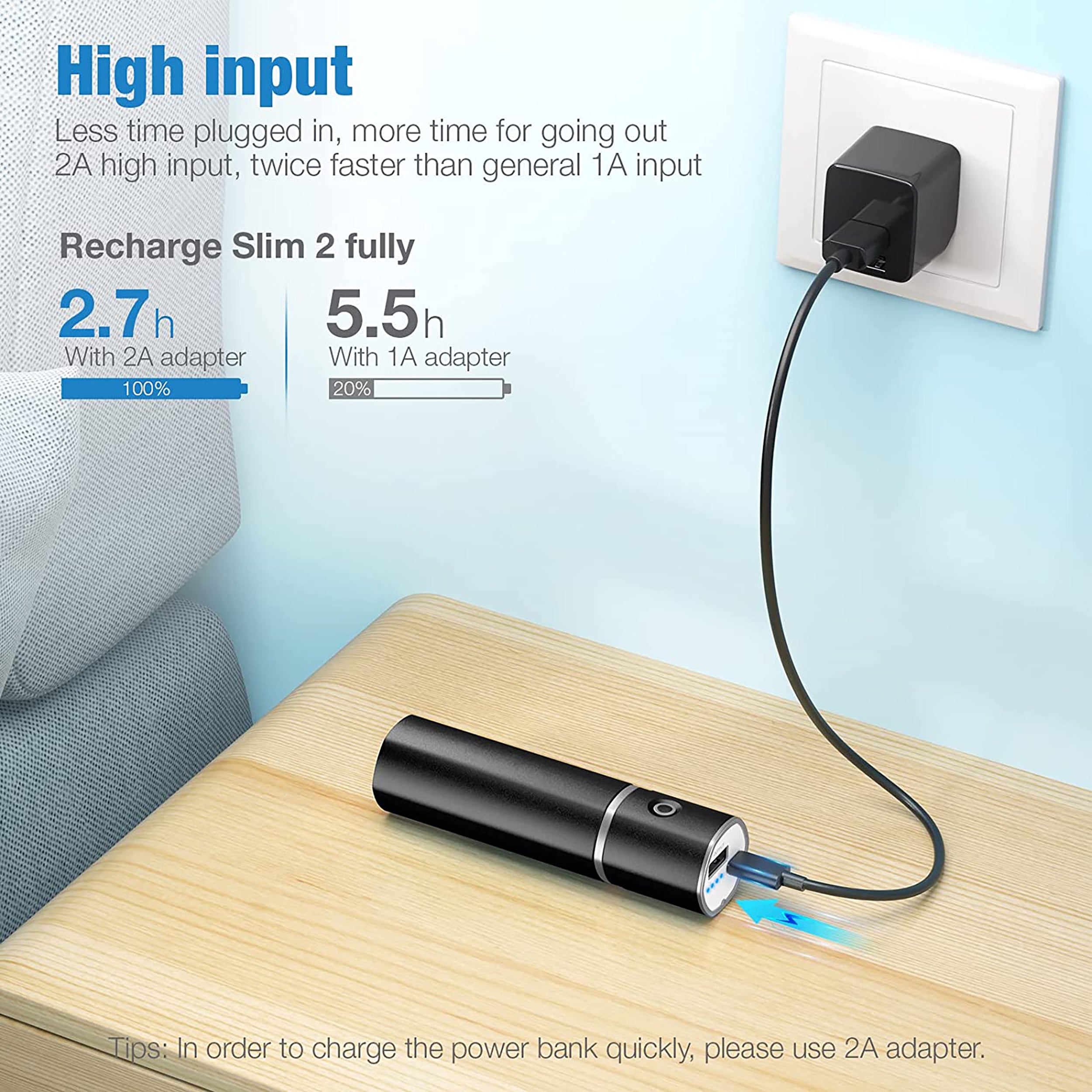 POWERADD Slim 2 5000mAh Powerbank schwarz