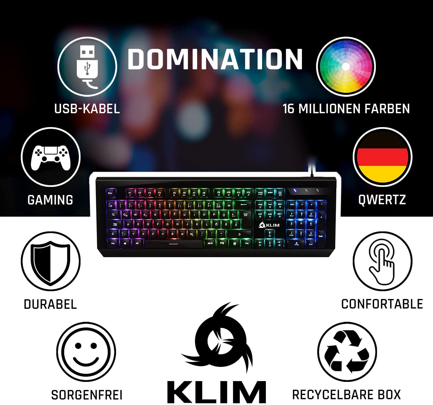 KLIM Domination mechanische Gaming Tastatur
