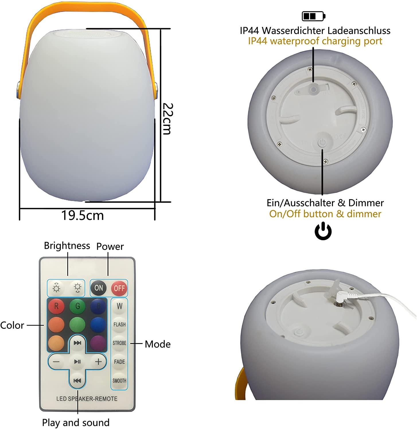 KIWAHK LED Bluetooth Lautsprecher