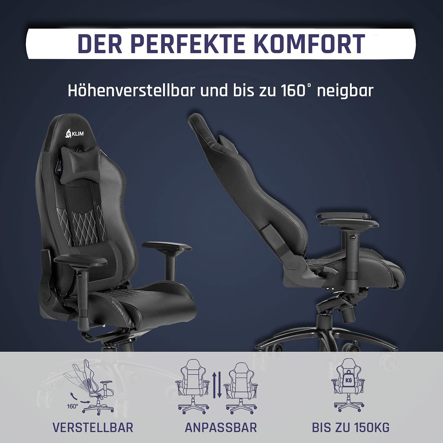 KLIM Esports black Gaming Stuhl