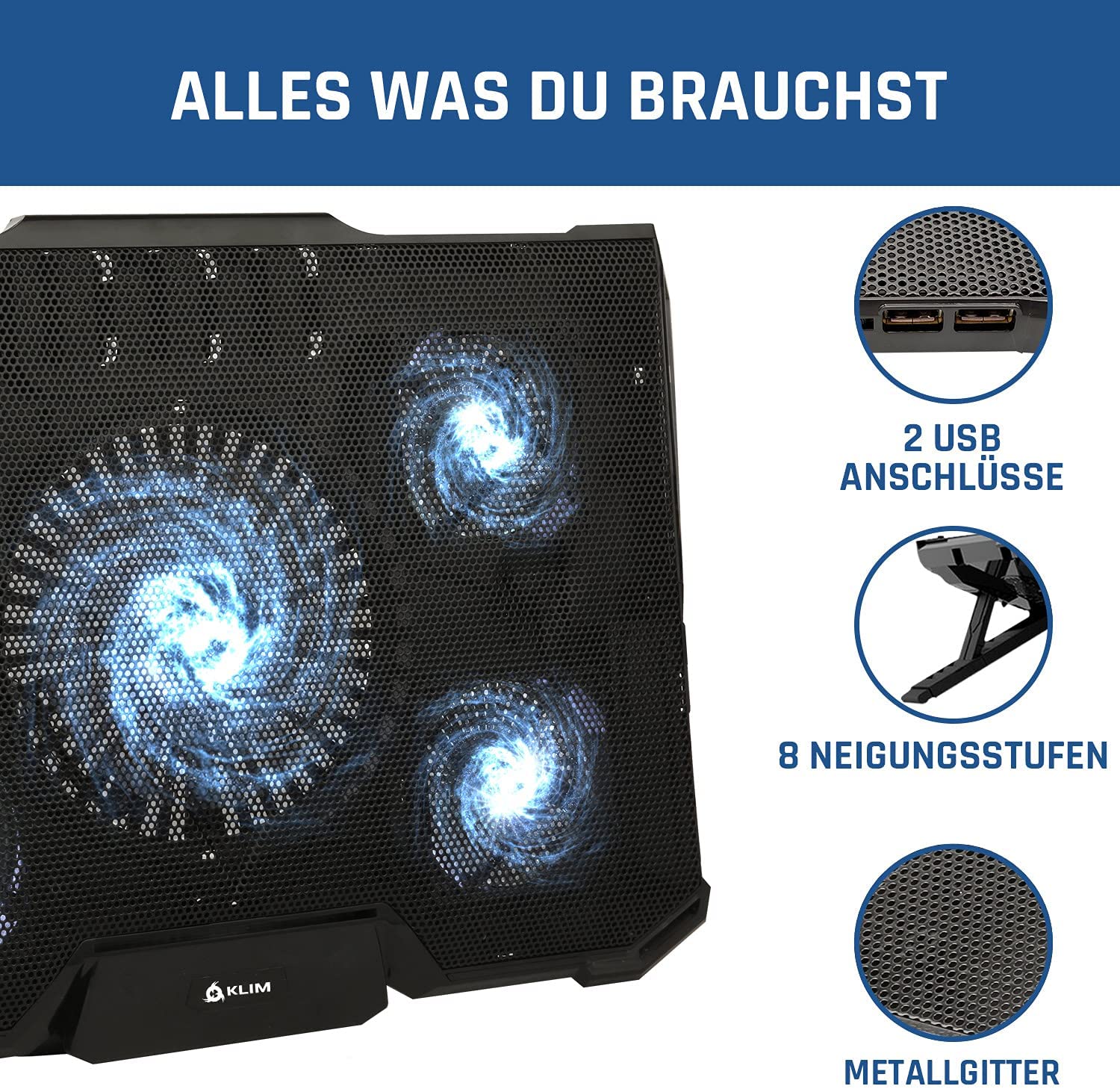 KLIM Cyclone white Laptop Kühler