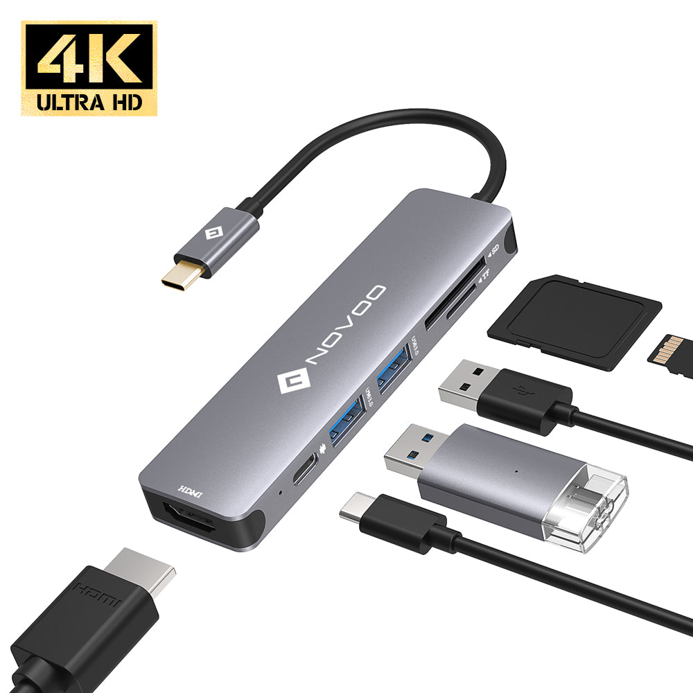 NOVOO USB-C Aluminium Hub 6 Anschlüsse