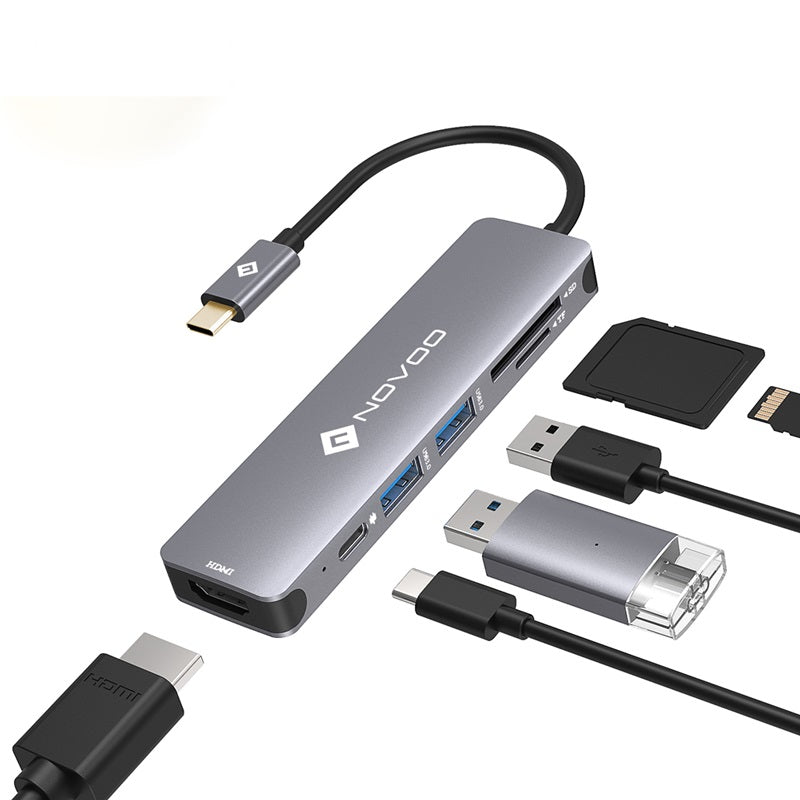 NOVOO USB-C Aluminium Hub 6 Anschlüsse