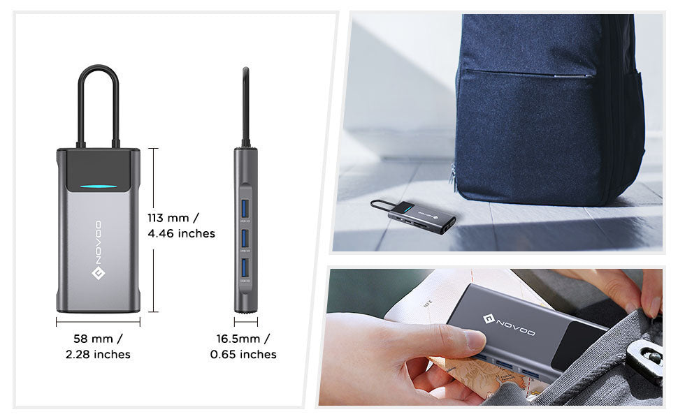 NOVOO USB-C Aluminium Hub 9 Anschlüsse