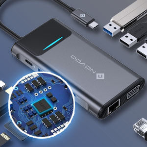 NOVOO USB-C Aluminium Hub 9 Anschlüsse