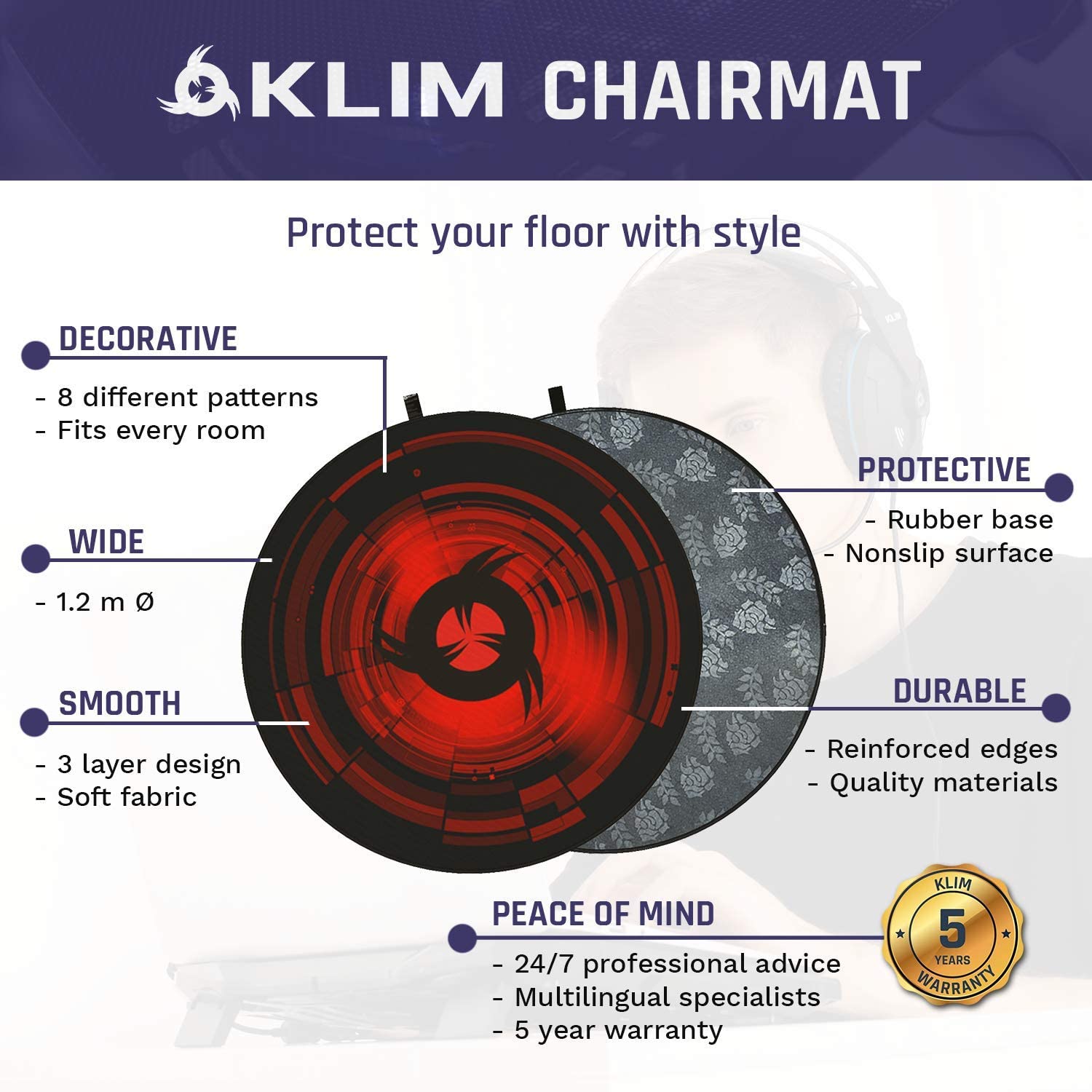 KLIM Chair Mat - Black & Red - K3 Stuhlmatte