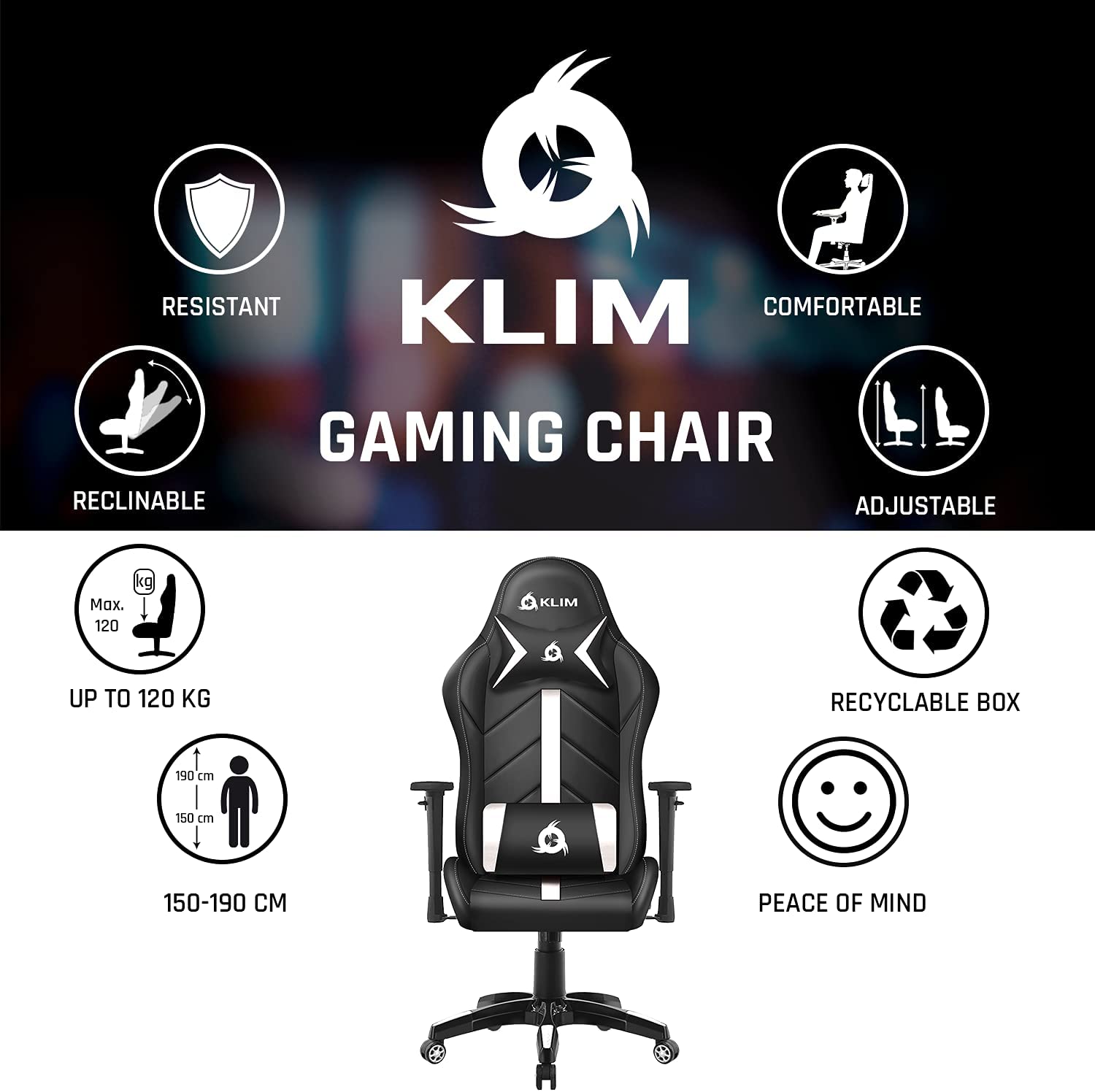 KLIM 1st White Gaming Stuhl