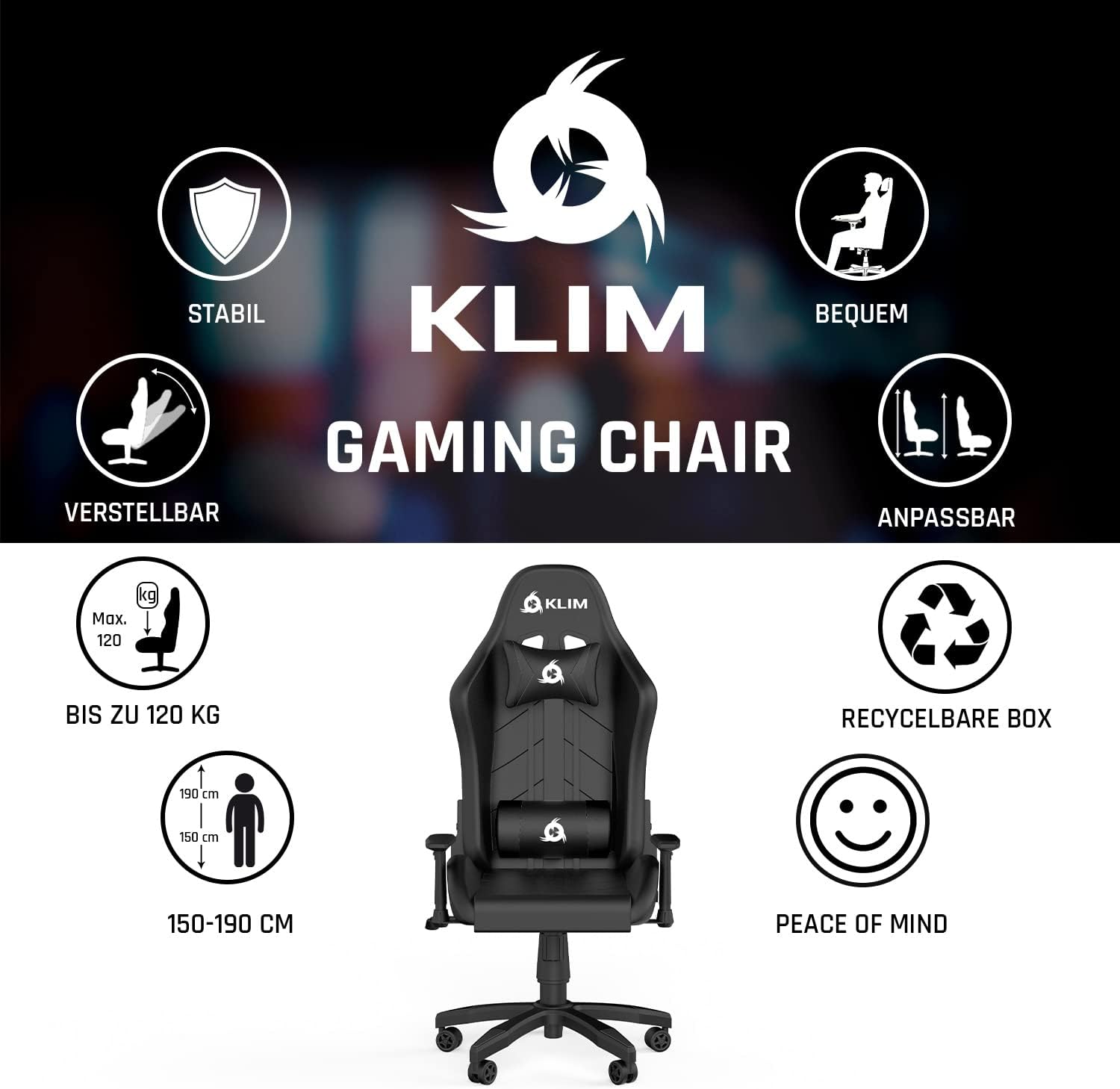 KLIM 1st Black Gaming Stuhl