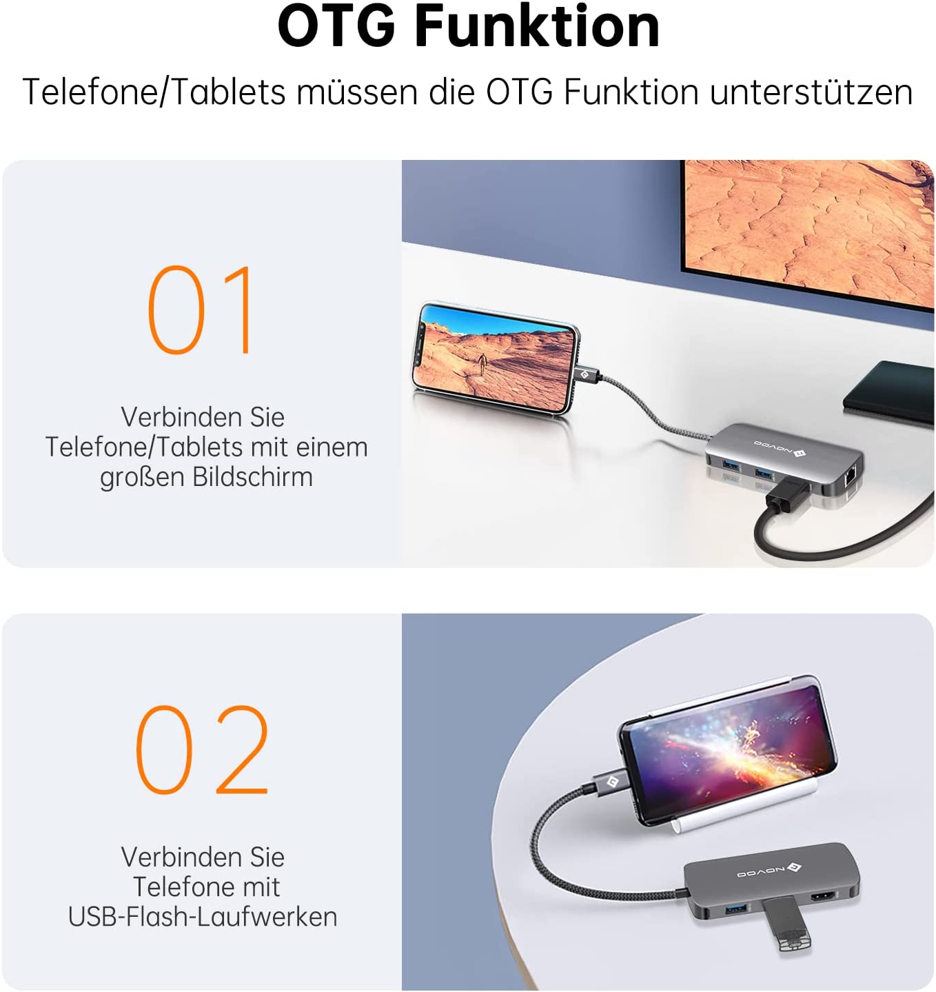 NOVOO USB-C Aluminium Hub 8 Anschlüsse