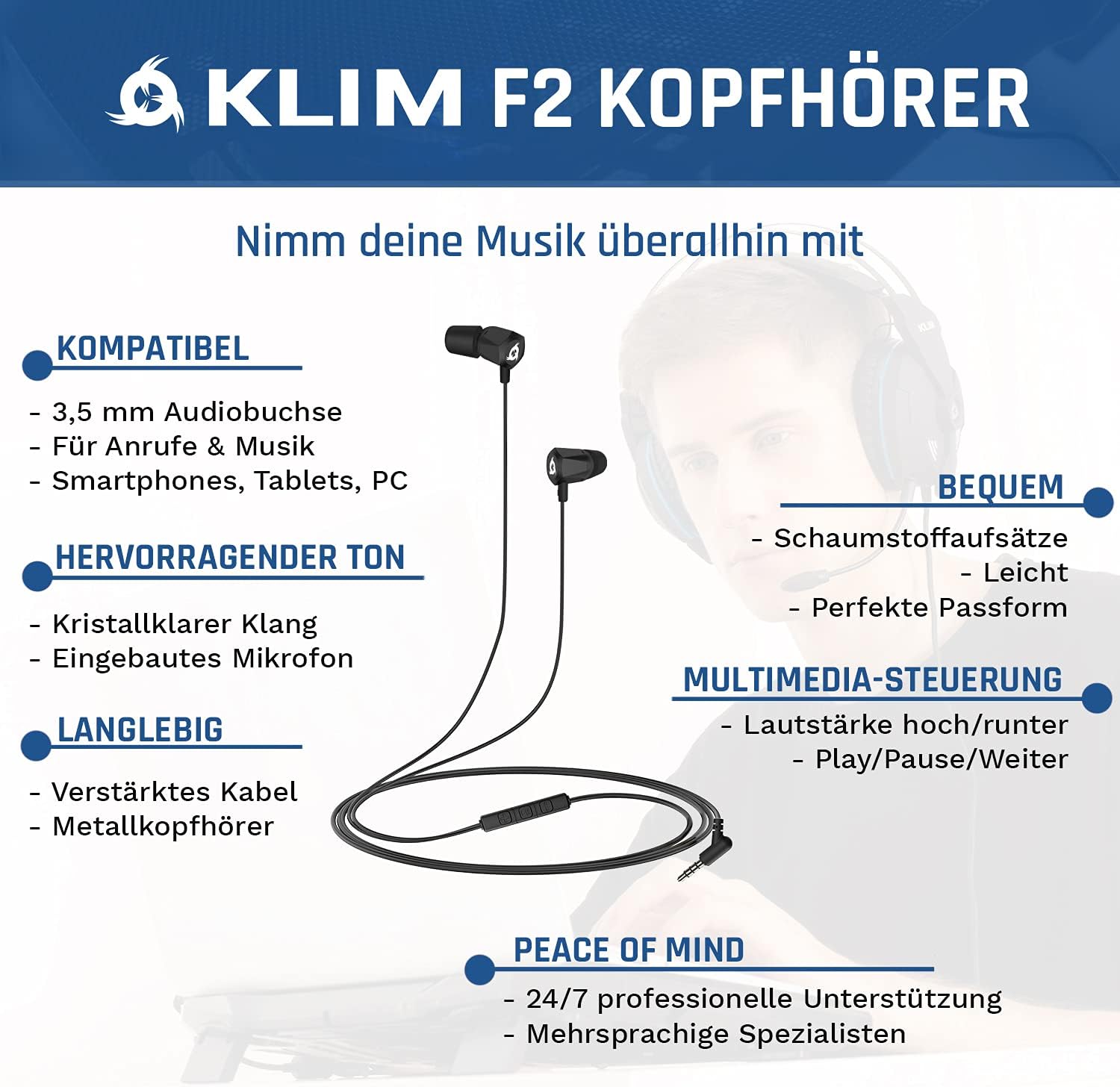 KLIM F2 Kopfhörer