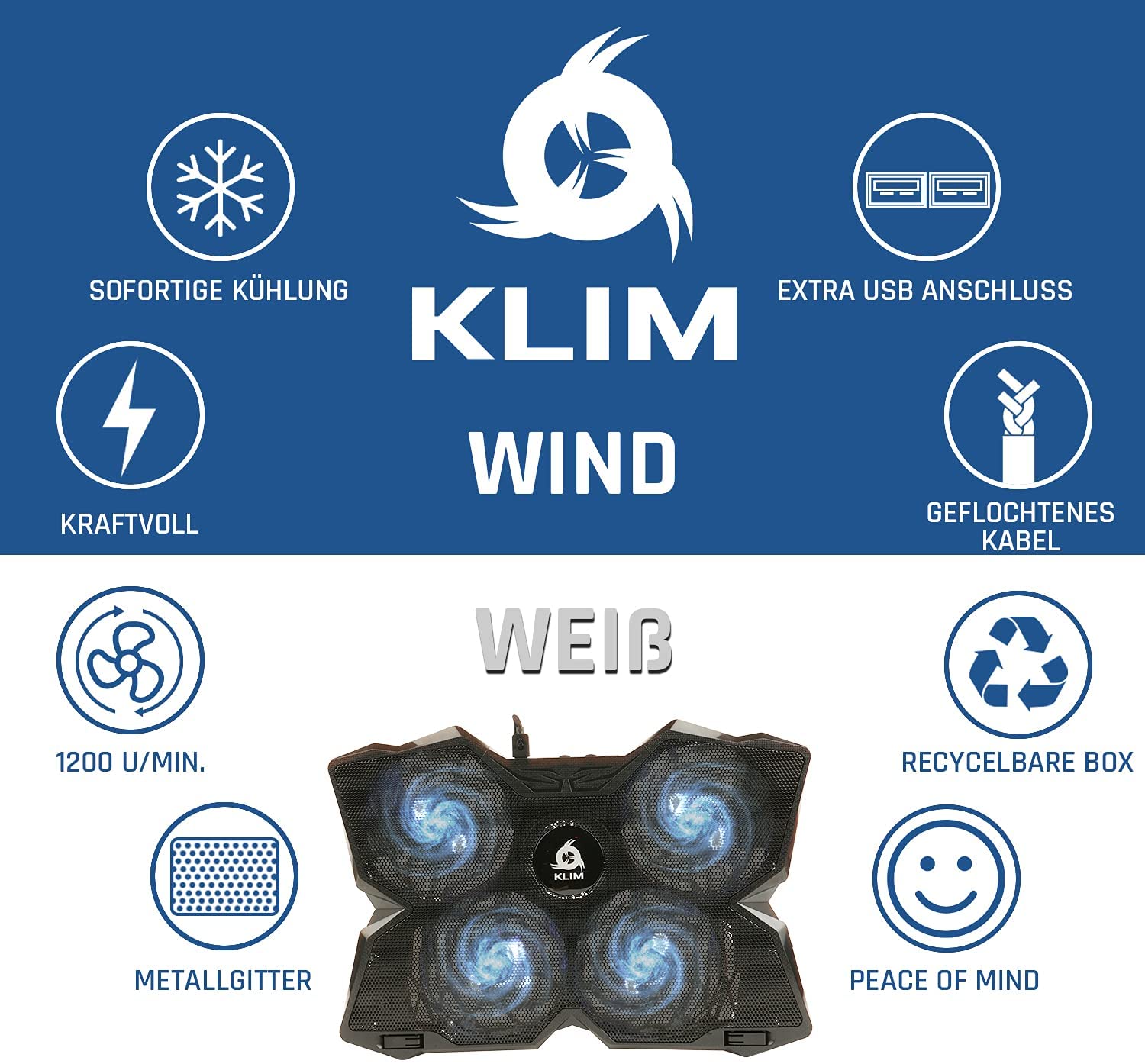 KLIM Wind White Laptop Kühler