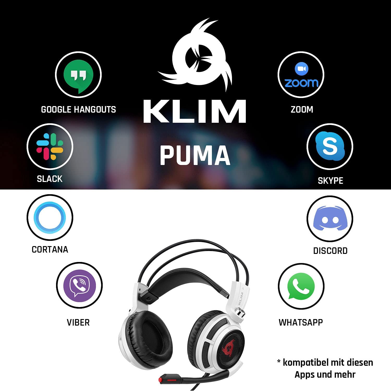 KLIM Puma Gaming Headset weiß