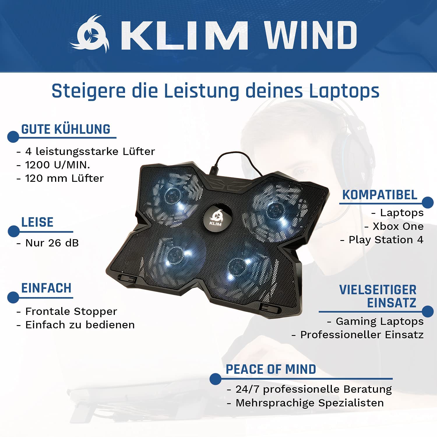 KLIM Wind White Laptop Kühler