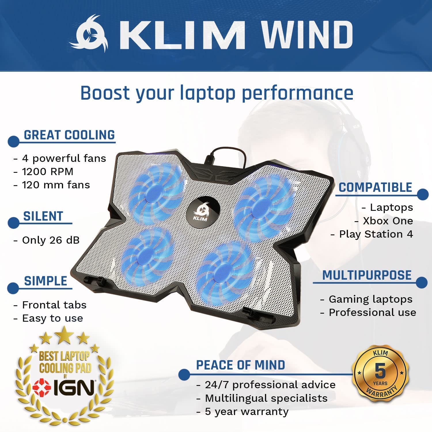 KLIM Wind Metal White Laptop Kühler