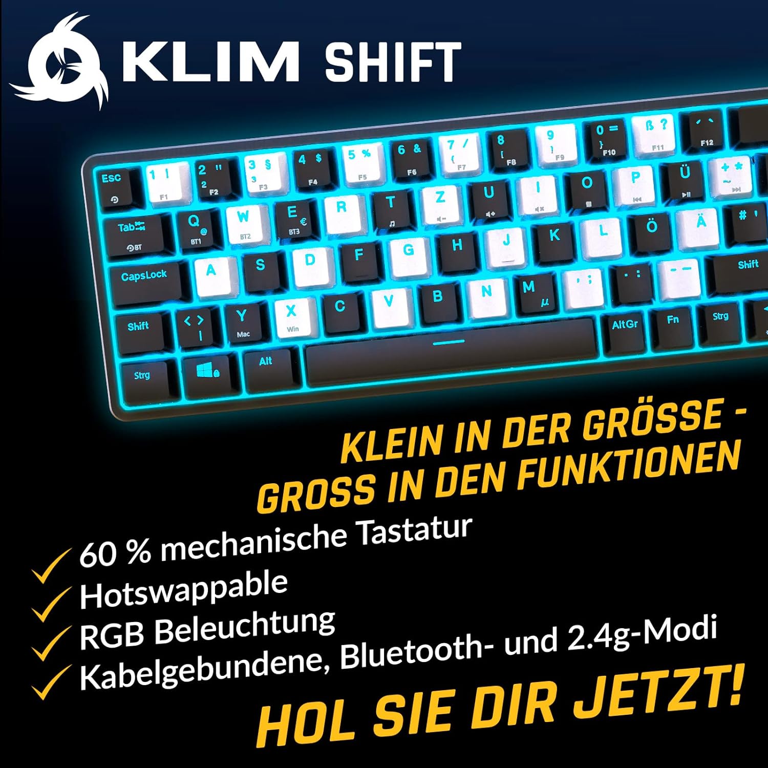 KLIM Shift 60% Mechanische Tastatur kabellos
