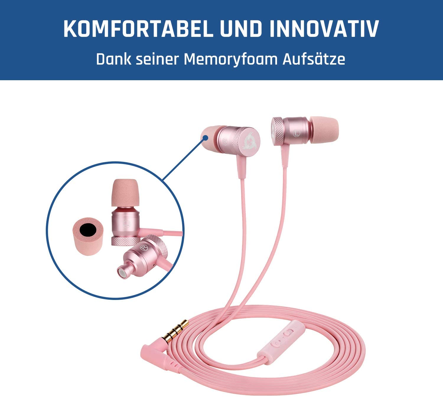 KLIM Fusion Kopfhörer rosa gold