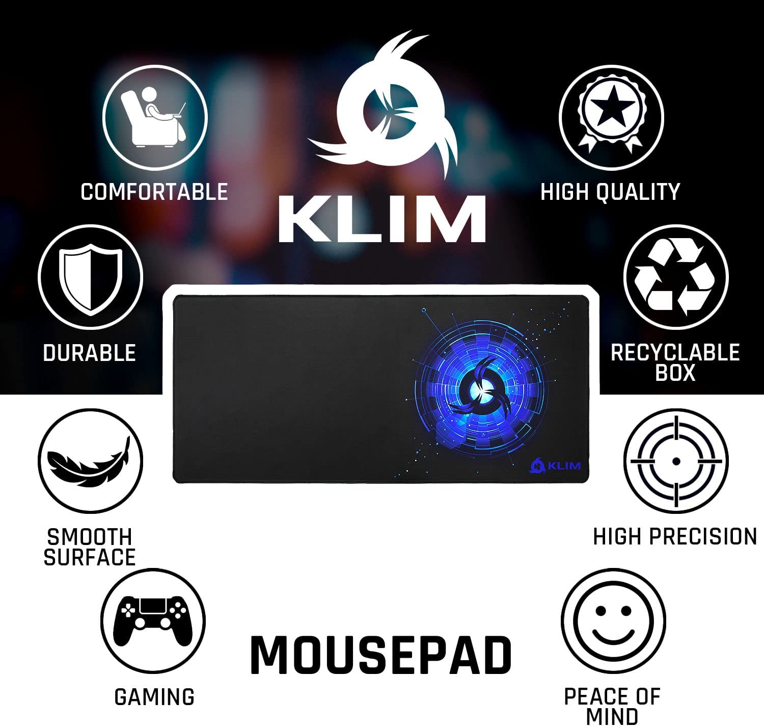 KLIM Logo Mat blue XXL Mauspad